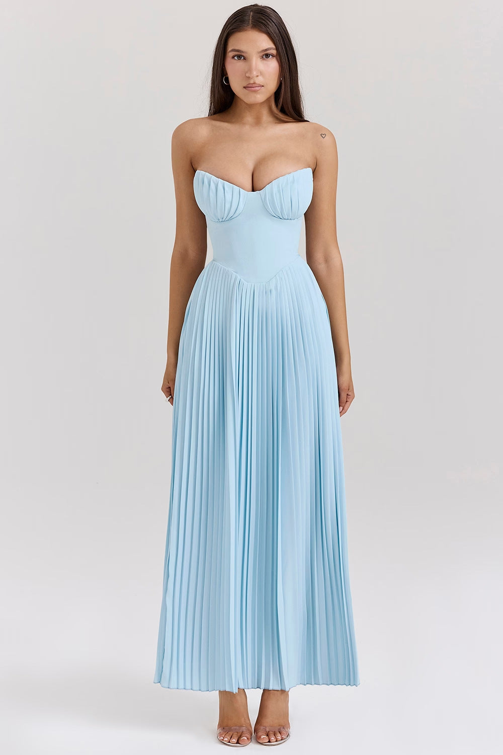 Fashion Tube Top Sleeveless Pleated Tube Top Dress