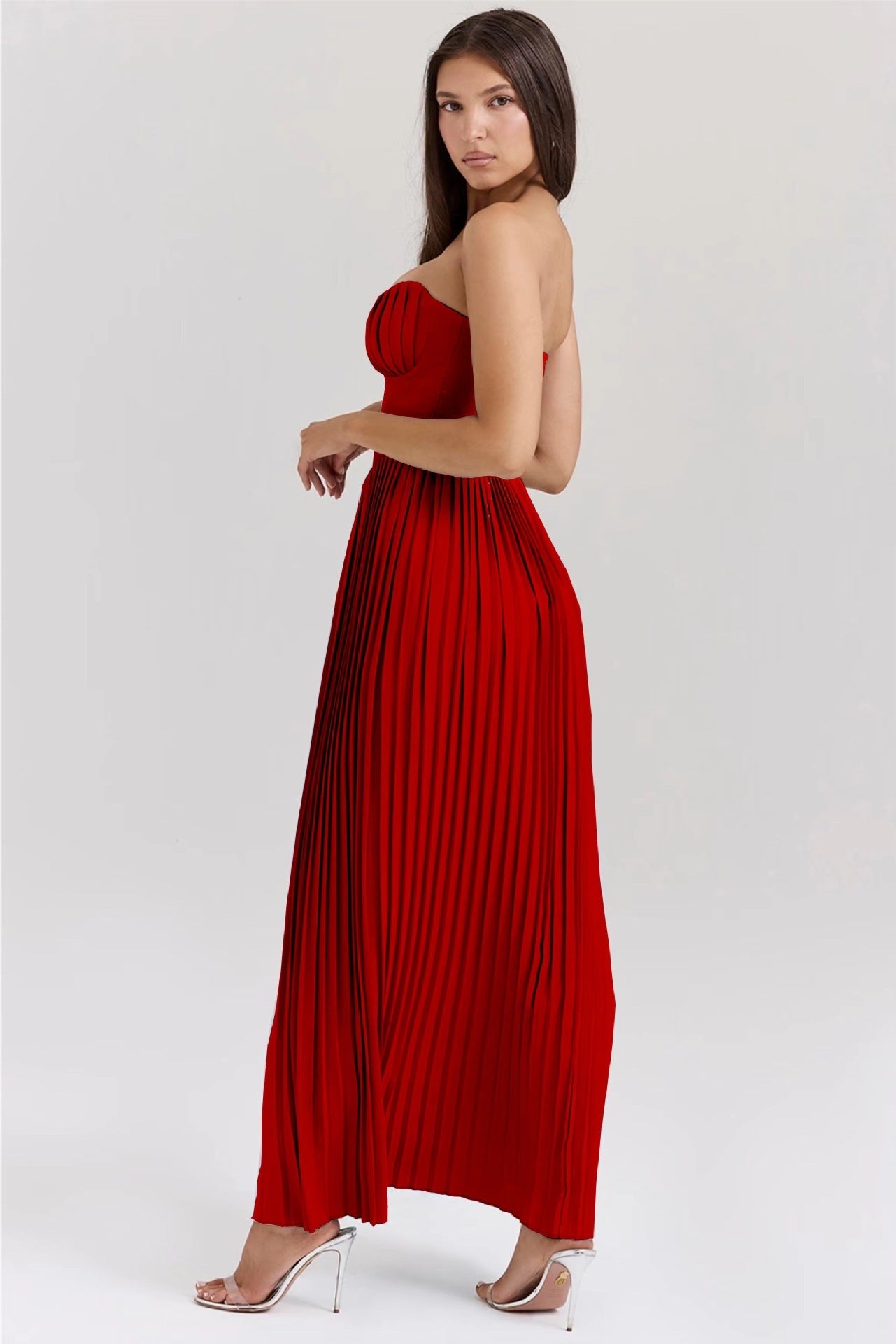 Fashion Tube Top Sleeveless Pleated Tube Top Dress