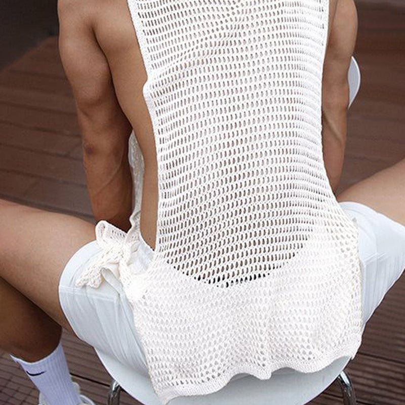 Sheer Cutout Side Strap Casual Sexy Men's Vest