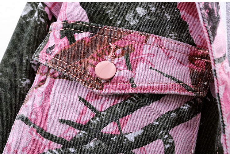 Printed Big Pocket Jacket Cardigan Versatile Casual Top
