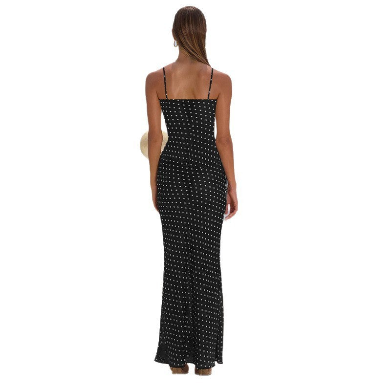 Sexy Suspenders Hollow Polka Dot Printing Dress Female Summer Hot Girl