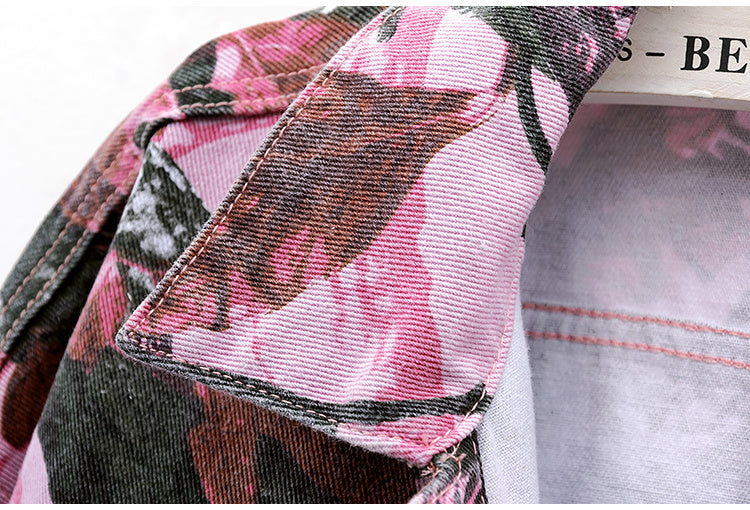 Printed Big Pocket Jacket Cardigan Versatile Casual Top
