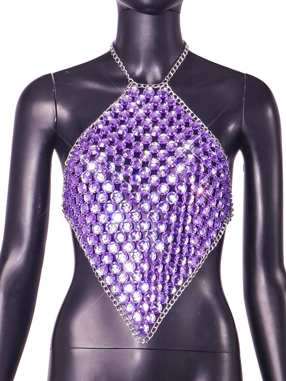 Summer Sexy Stitching Tube Top Chain Halter Top