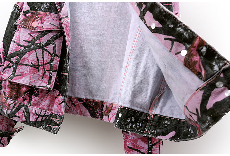 Printed Big Pocket Jacket Cardigan Versatile Casual Top