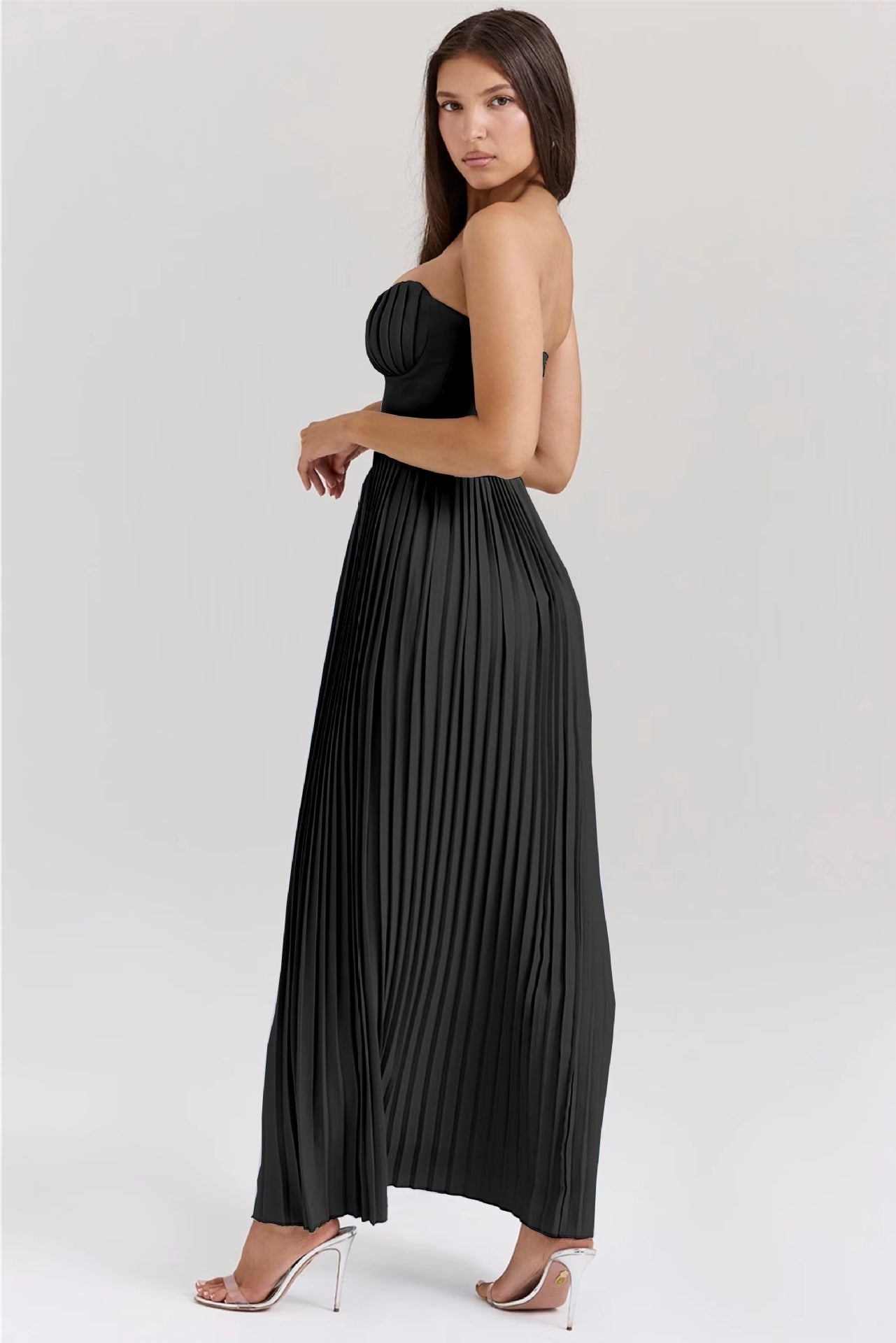 Fashion Tube Top Sleeveless Pleated Tube Top Dress