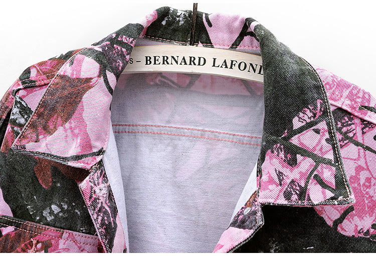 Printed Big Pocket Jacket Cardigan Versatile Casual Top