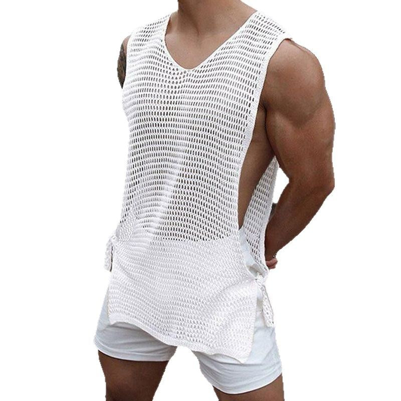 Sheer Cutout Side Strap Casual Sexy Men's Vest
