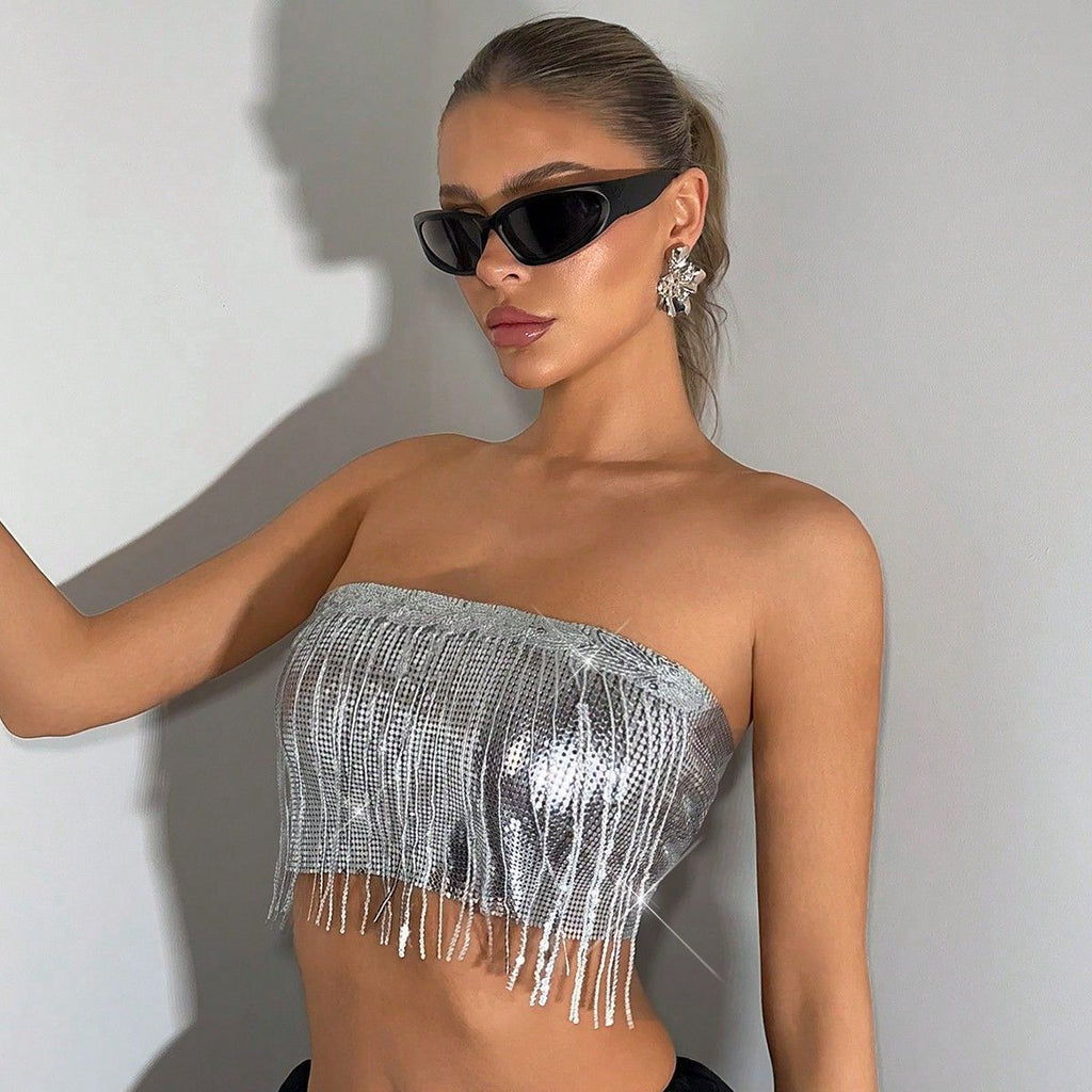 Camisole Tassel Top Metal Tube Top