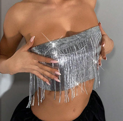 Camisole Tassel Top Metal Tube Top