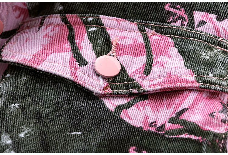 Printed Big Pocket Jacket Cardigan Versatile Casual Top