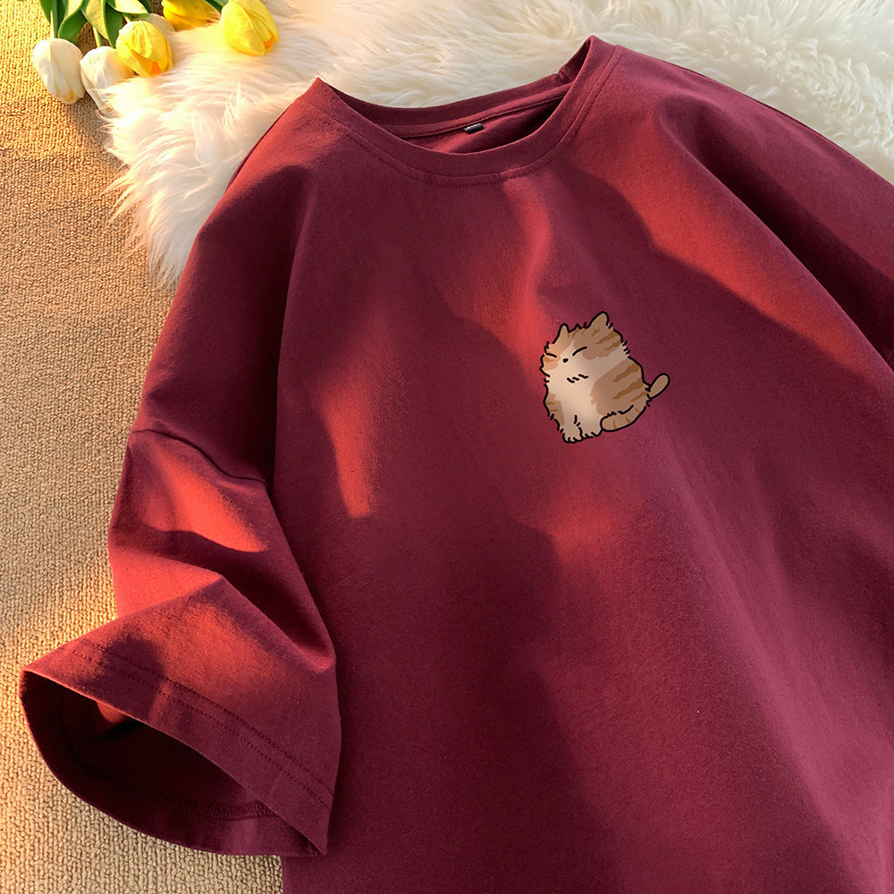 Youth Oversize Versatile Loose Round Neck Half Sleeve