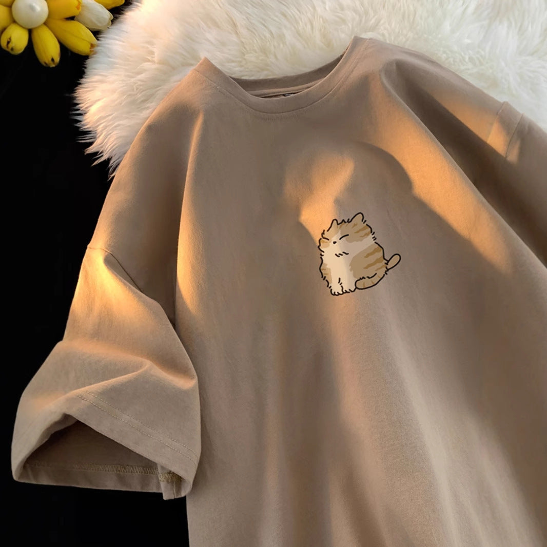Youth Oversize Versatile Loose Round Neck Half Sleeve
