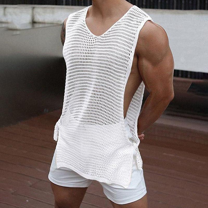 Sheer Cutout Side Strap Casual Sexy Men's Vest