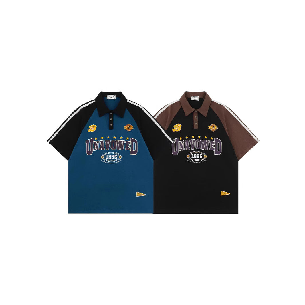 Retro College Raglan Sleeve Short Sleeve T-shirt For Men And Women