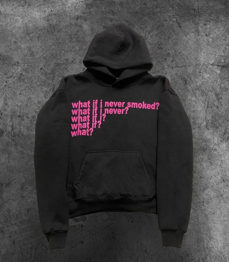 Letter Print High Street Heavy Hooded Sweater