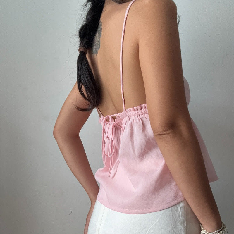 Low-cut Backless Lace-up Hot Girl Vest