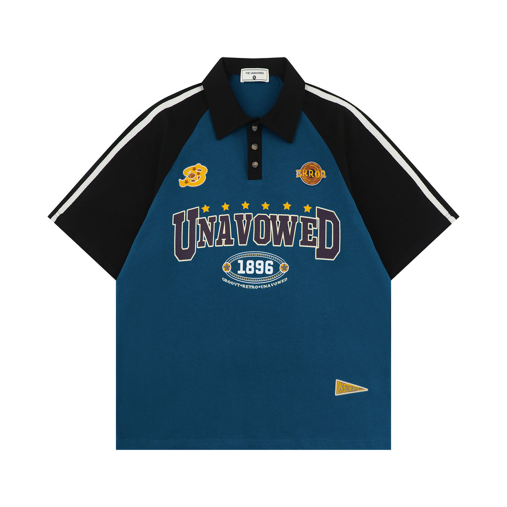 Retro College Raglan Sleeve Short Sleeve T-shirt For Men And Women