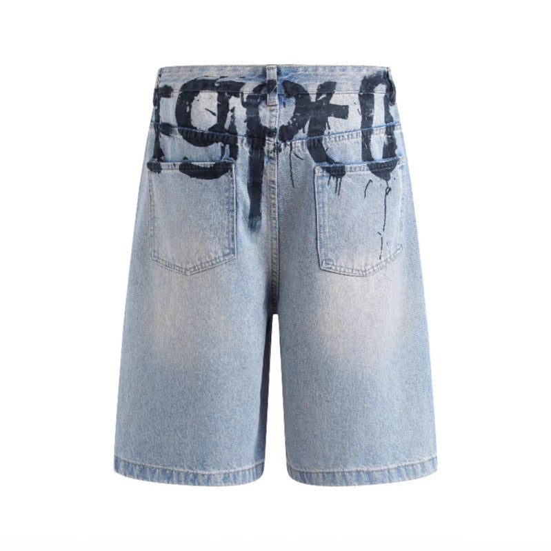 American High Street Ink Painting Blue Jeans