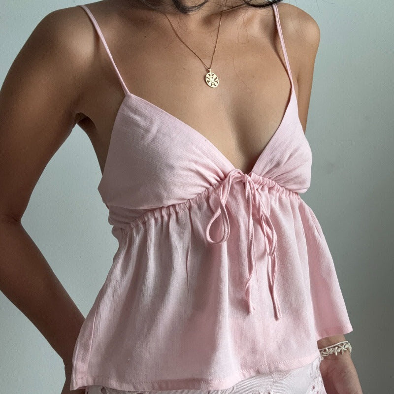 Low-cut Backless Lace-up Hot Girl Vest