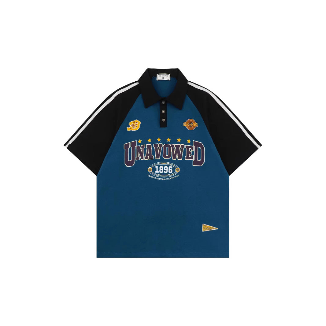 Retro College Raglan Sleeve Short Sleeve T-shirt For Men And Women