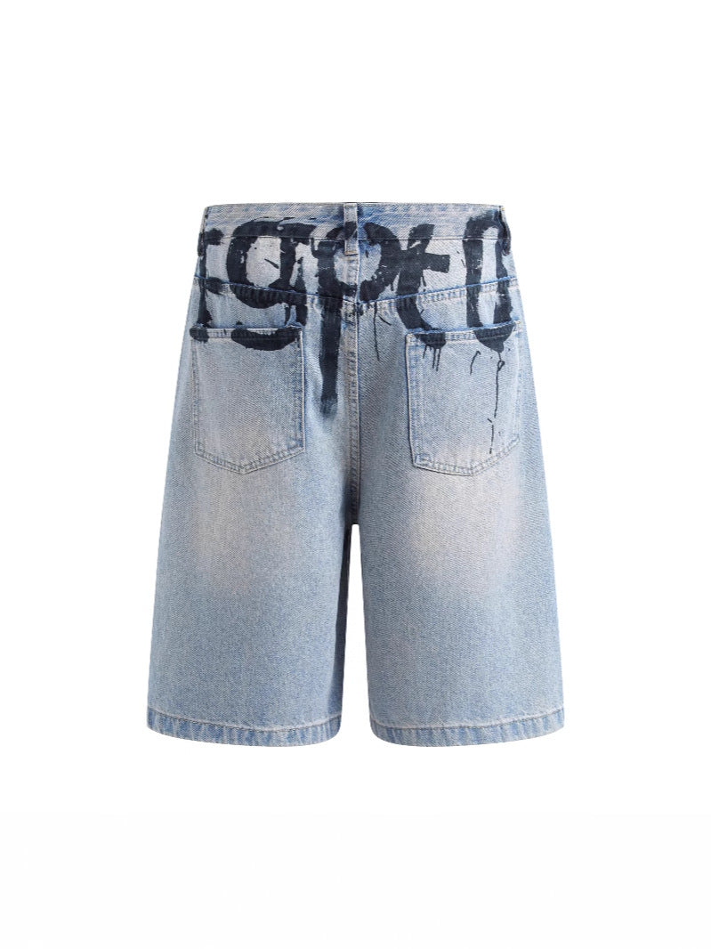 American High Street Ink Painting Blue Jeans