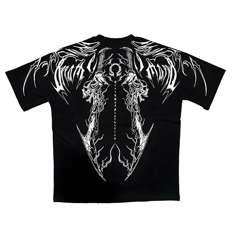 Dark Style Loose Plus Size Cotton Short-sleeved T-shirt