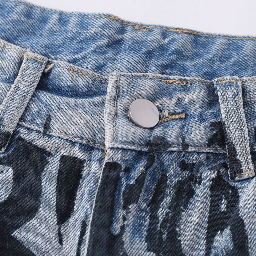 American High Street Ink Painting Blue Jeans