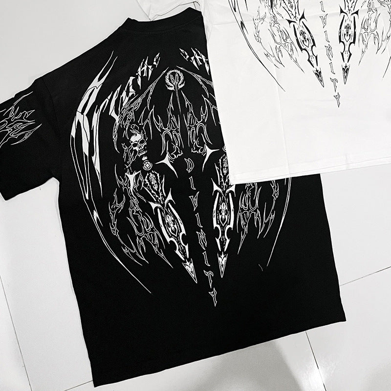 Dark Style Loose Plus Size Cotton Short-sleeved T-shirt