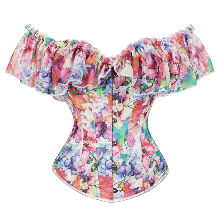 European And American Court Corset Pattern Color Chest Support Body Corset