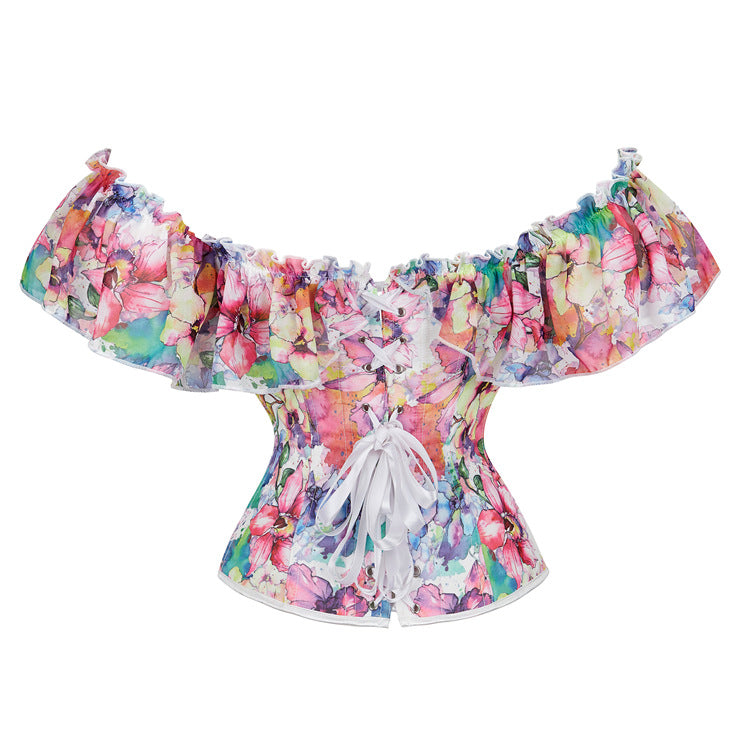 European And American Court Corset Pattern Color Chest Support Body Corset