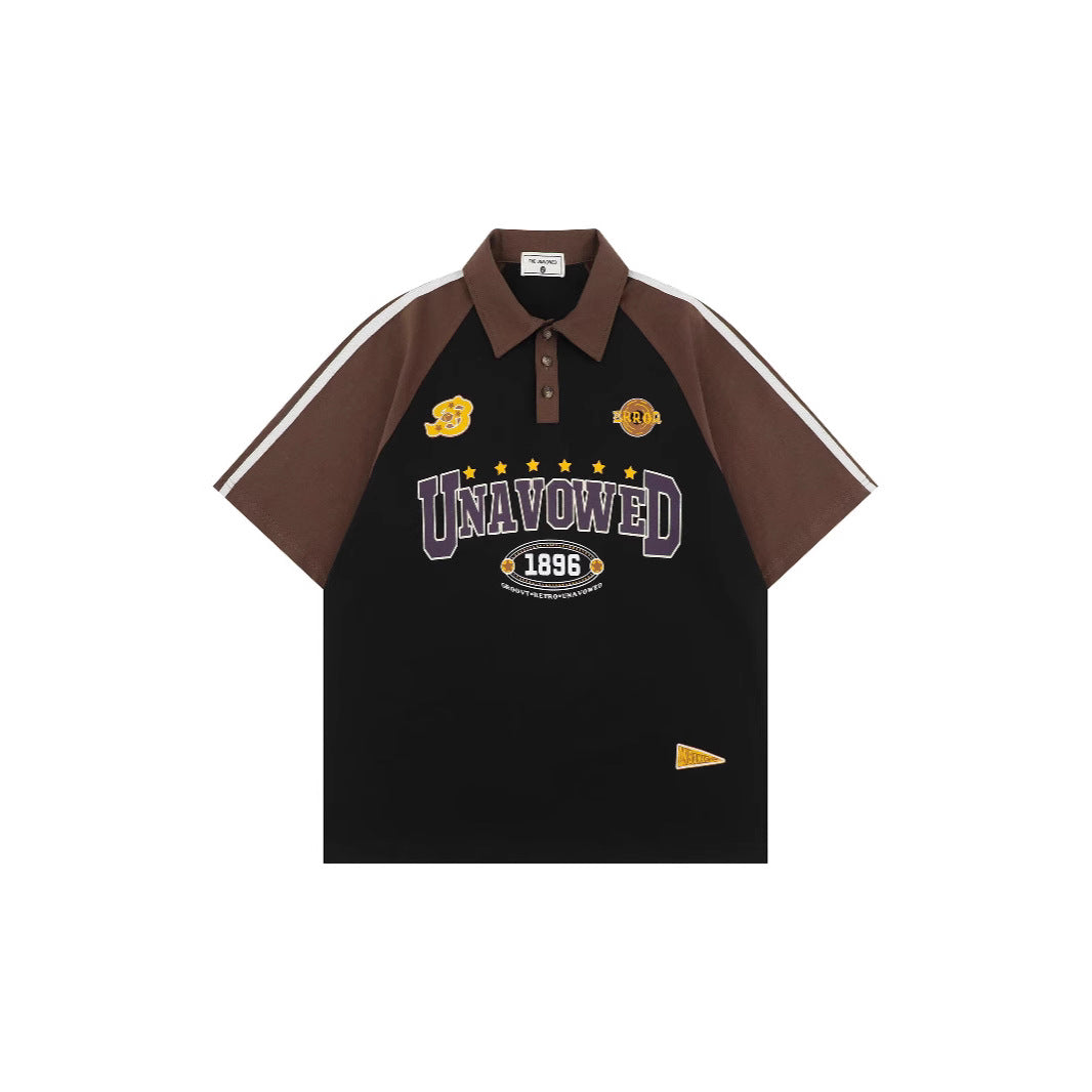 Retro College Raglan Sleeve Short Sleeve T-shirt For Men And Women