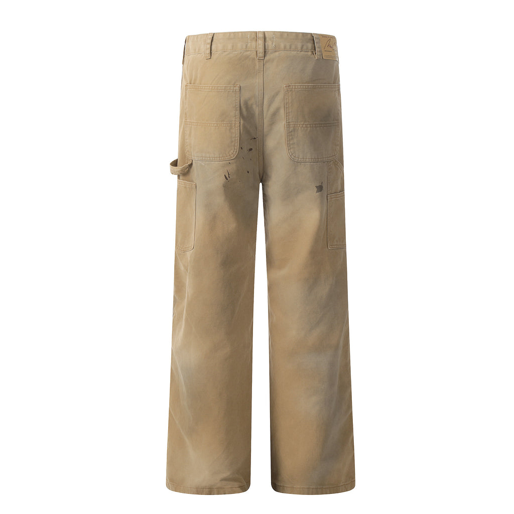 Vintage Street Tide Paint Splash Straight-leg Trousers