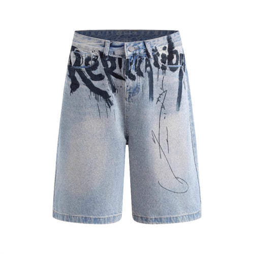 American High Street Ink Painting Blue Jeans