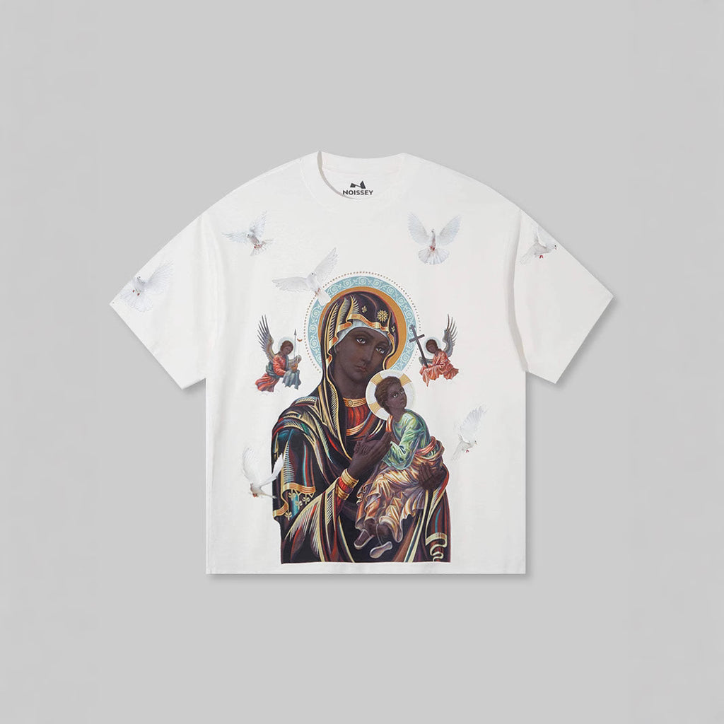 Street Vacation Style Hip Hop Pick-up Printed Loose T-shirt