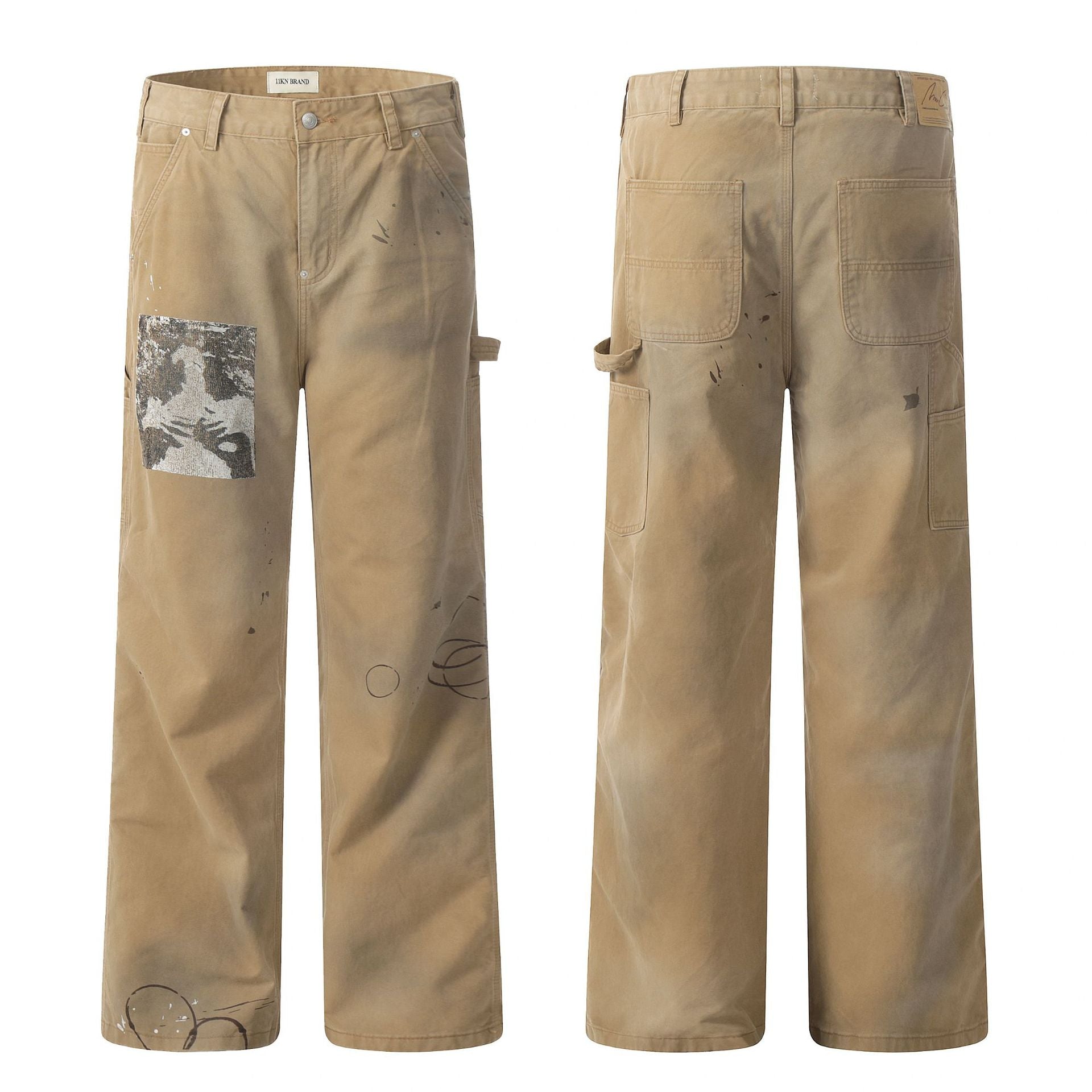 Vintage Street Tide Paint Splash Straight-leg Trousers