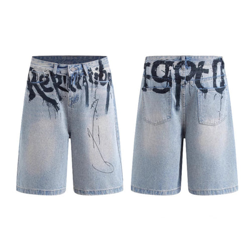 American High Street Ink Painting Blue Jeans