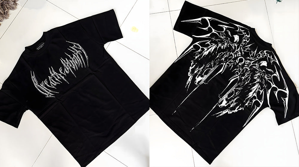 Dark Style Loose Plus Size Cotton Short-sleeved T-shirt