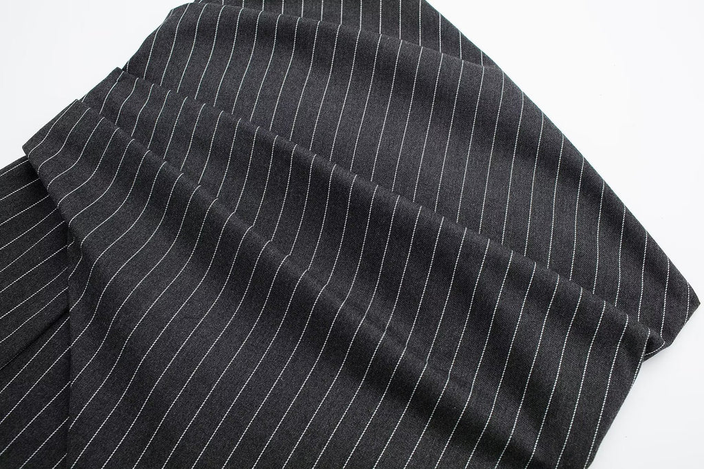 Diagonal Neck Pinstripe Tight Pleated Corset Top