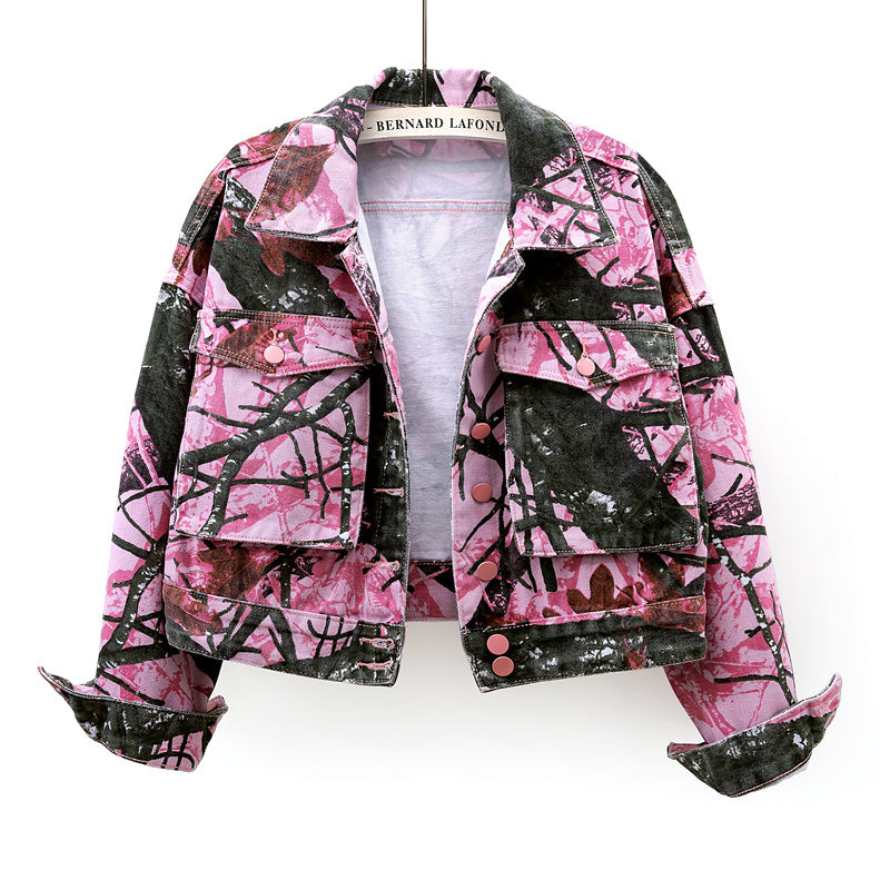 Printed Big Pocket Jacket Cardigan Versatile Casual Top