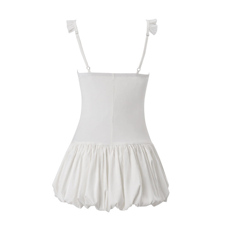Pure Desire Style U-collar Slim-fit Wooden Ear Tulle Tutu Dress